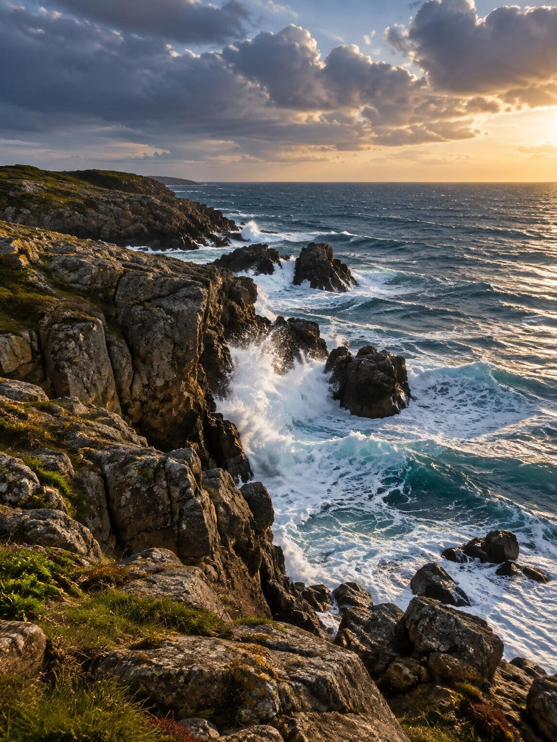 Rocky cliffs and coastline on the island of Bornholm